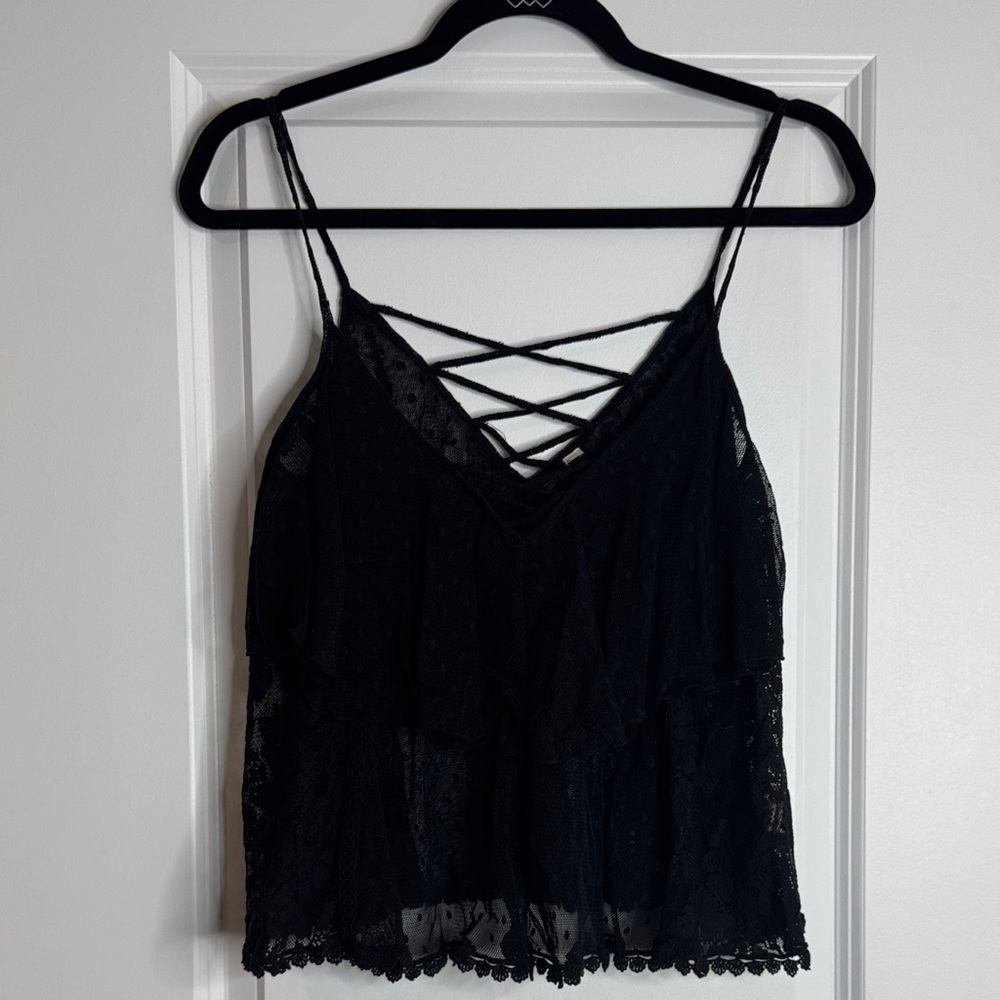 Elegant Black Lace Women's Top